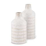 Tisha Small White W/ Terracotta Distressing Metal Vase from Mercana - Luna Furniture