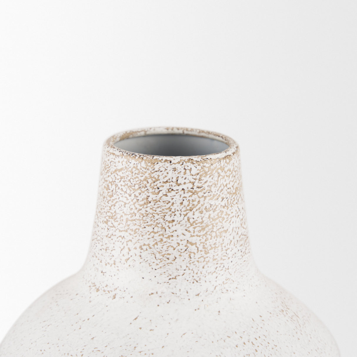 Tisha Large White W/ Terracotta Distressing Metal Vase from Mercana - Luna Furniture