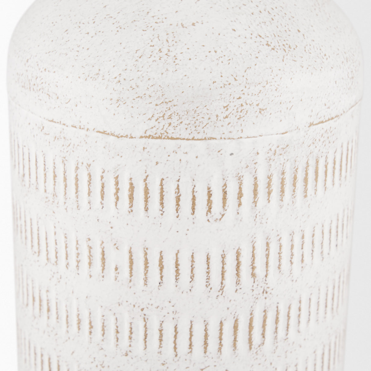 Tisha Large White W/ Terracotta Distressing Metal Vase from Mercana - Luna Furniture
