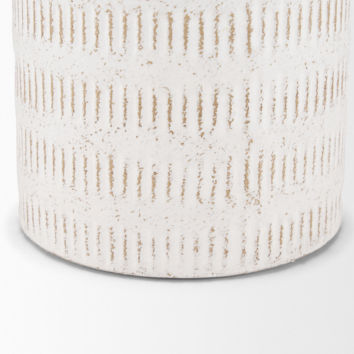 Tisha Large White W/ Terracotta Distressing Metal Vase from Mercana - Luna Furniture