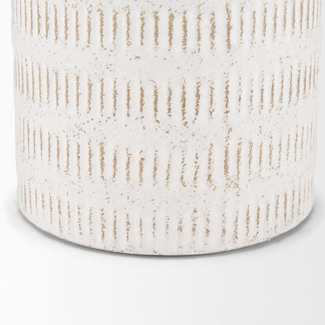 Tisha Large White W/ Terracotta Distressing Metal Vase from Mercana - Luna Furniture