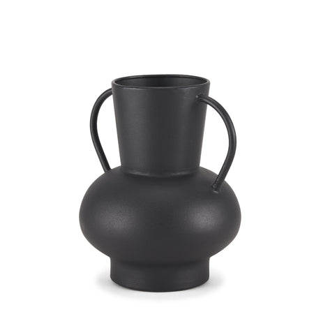 Tasya Small Matte Black Metal Vase from Mercana - Luna Furniture