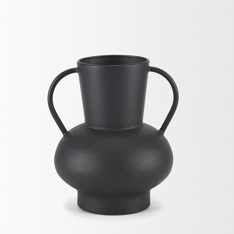 Tasya Small Matte Black Metal Vase from Mercana - Luna Furniture