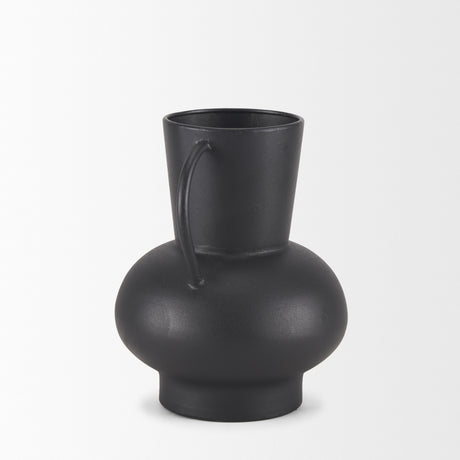 Tasya Small Matte Black Metal Vase from Mercana - Luna Furniture