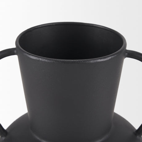 Tasya Small Matte Black Metal Vase from Mercana - Luna Furniture
