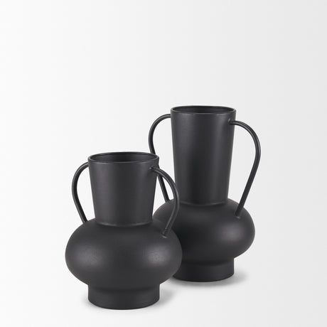 Tasya Small Matte Black Metal Vase from Mercana - Luna Furniture