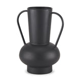 Tasya Large Matte Black w/ Handles Metal Vase from Mercana - Luna Furniture