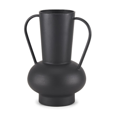 Tasya Large Matte Black w/ Handles Metal Vase from Mercana - Luna Furniture