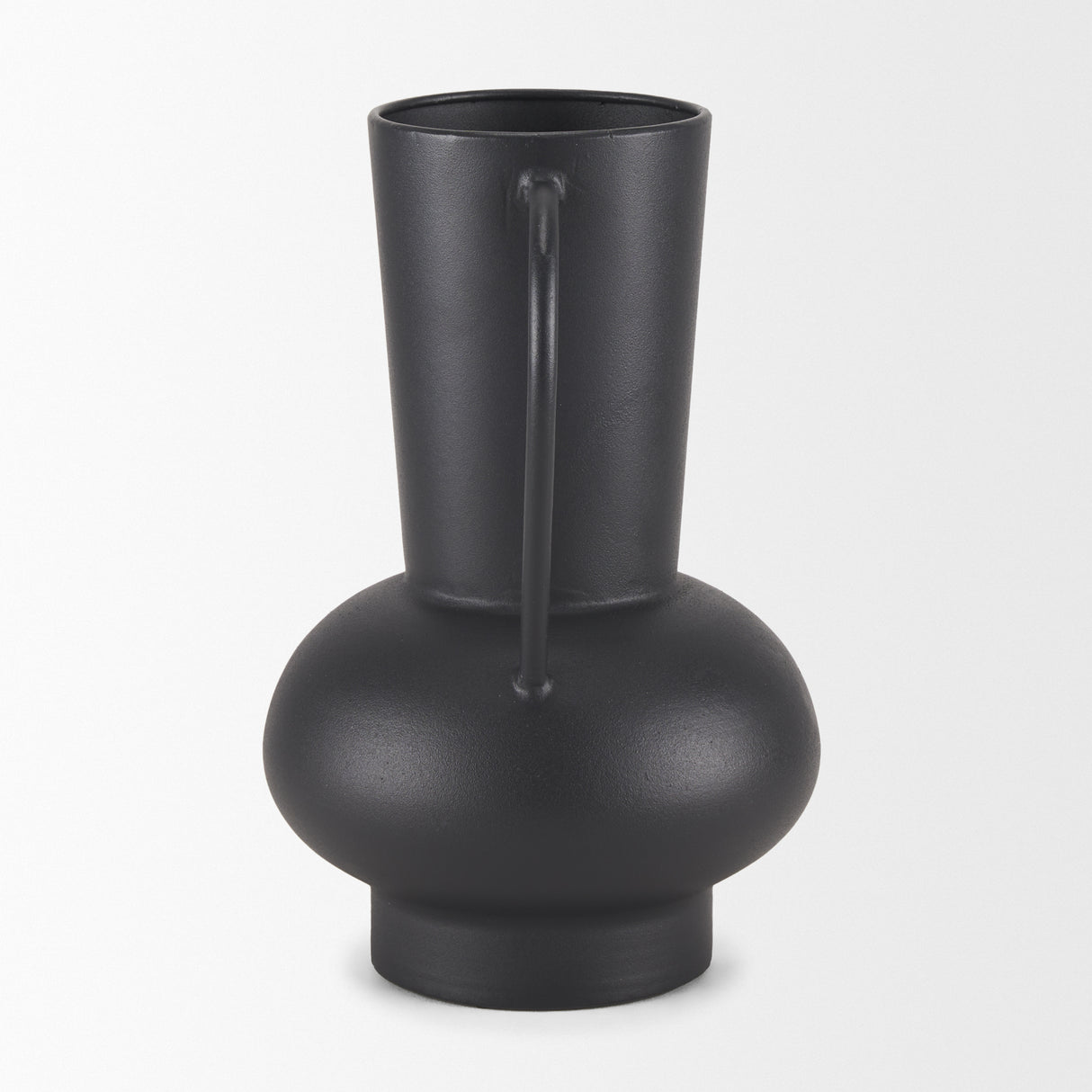 Tasya Large Matte Black w/ Handles Metal Vase from Mercana - Luna Furniture