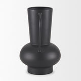 Tasya Large Matte Black w/ Handles Metal Vase from Mercana - Luna Furniture