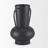 Tasya Large Matte Black w/ Handles Metal Vase from Mercana - Luna Furniture