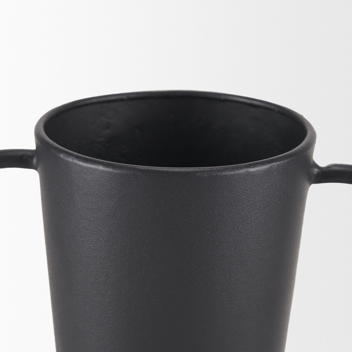 Tasya Large Matte Black w/ Handles Metal Vase from Mercana - Luna Furniture
