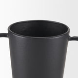 Tasya Large Matte Black w/ Handles Metal Vase from Mercana - Luna Furniture