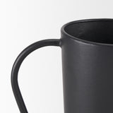 Tasya Large Matte Black w/ Handles Metal Vase from Mercana - Luna Furniture