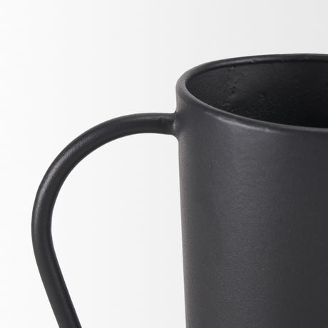 Tasya Large Matte Black w/ Handles Metal Vase from Mercana - Luna Furniture