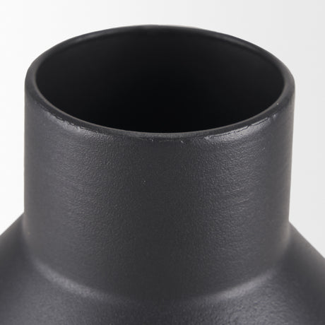 Tosca Small Matte Black Metal Vase from Mercana - Luna Furniture