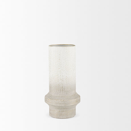 Tovah Small Textured White w/ Gold Metal Vase from Mercana - Luna Furniture