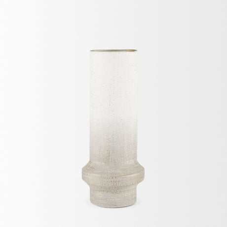 Tovah Medium Textured White w/ Gold Metal Vase from Mercana - Luna Furniture