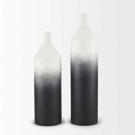 Townley Small White w/ Black Ombre Metal Vase from Mercana - Luna Furniture