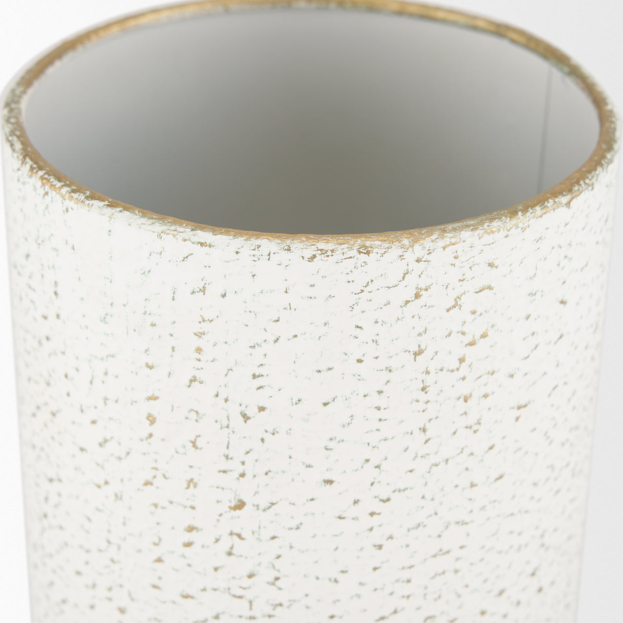 Tovah Medium Textured White w/ Gold Metal Vase from Mercana - Luna Furniture