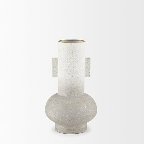 Torres Small Textured Off White w/ Gold Metal Vase from Mercana - Luna Furniture