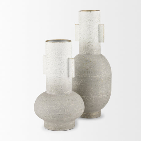 Torres Small Textured Off White w/ Gold Metal Vase from Mercana - Luna Furniture