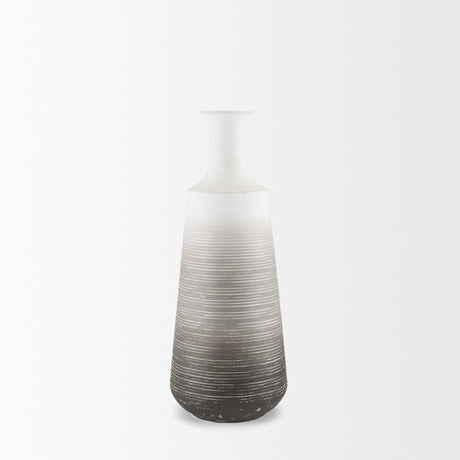 Toru Medium White w/ Grey Ombre Metal Vase from Mercana - Luna Furniture