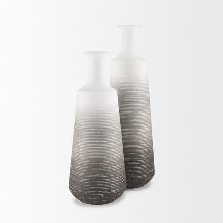 Toru Medium White w/ Grey Ombre Metal Vase from Mercana - Luna Furniture