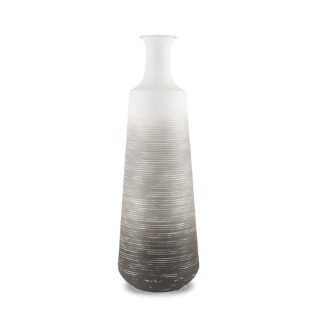Toru Tall White w/ Grey Ombre Metal Vase from Mercana - Luna Furniture