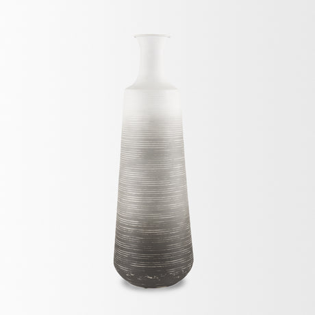 Toru Tall White w/ Grey Ombre Metal Vase from Mercana - Luna Furniture