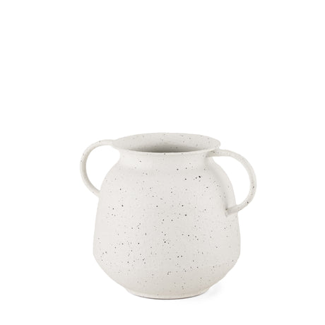 Treva Small White w/ Black Speckles Metal Vase from Mercana - Luna Furniture