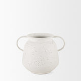 Treva Small White w/ Black Speckles Metal Vase from Mercana - Luna Furniture