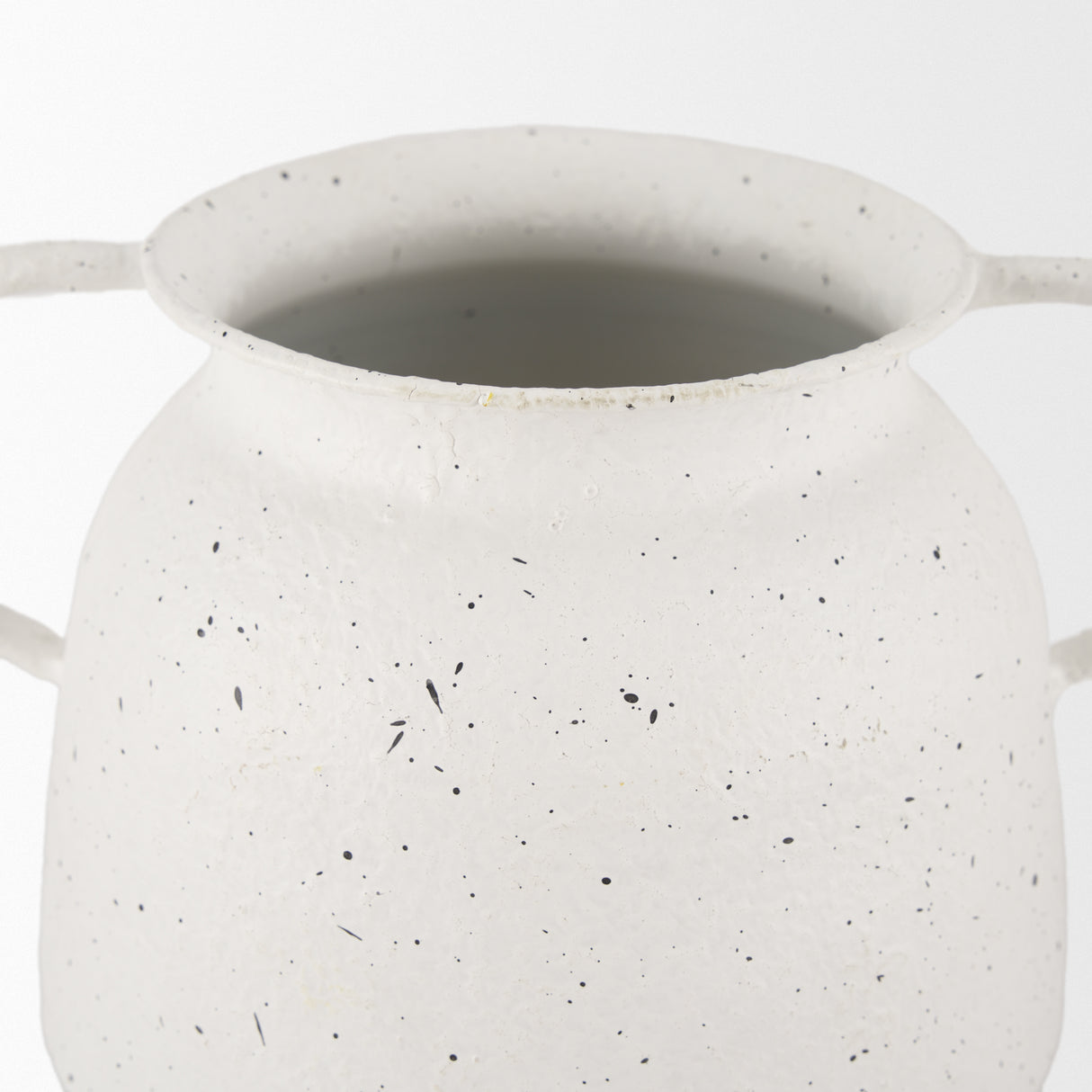 Treva Small White w/ Black Speckles Metal Vase from Mercana - Luna Furniture