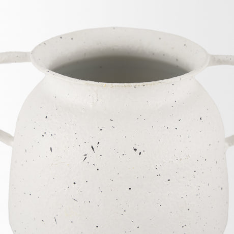 Treva Small White w/ Black Speckles Metal Vase from Mercana - Luna Furniture