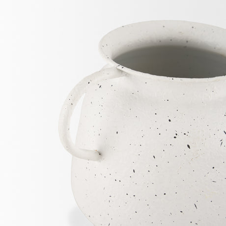 Treva Small White w/ Black Speckles Metal Vase from Mercana - Luna Furniture