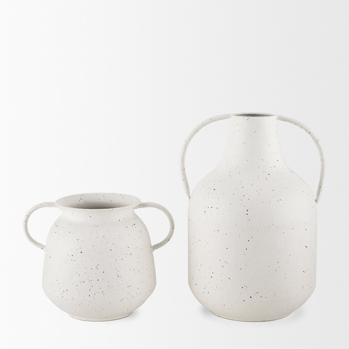 Treva Small White w/ Black Speckles Metal Vase from Mercana - Luna Furniture