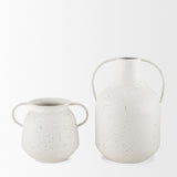 Treva Small White w/ Black Speckles Metal Vase from Mercana - Luna Furniture