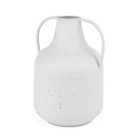 Treva Tall White w/ Black Speckles Metal Vase from Mercana - Luna Furniture