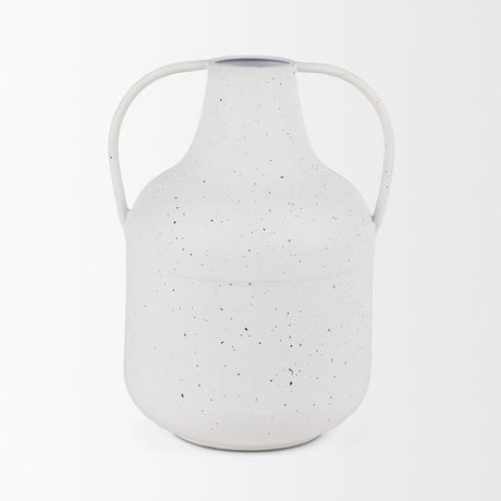 Treva Tall White w/ Black Speckles Metal Vase from Mercana - Luna Furniture