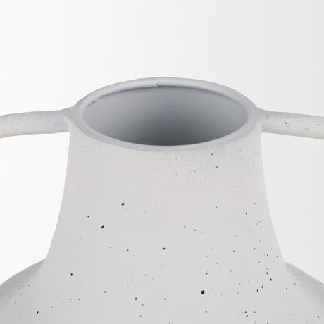 Treva Tall White w/ Black Speckles Metal Vase from Mercana - Luna Furniture