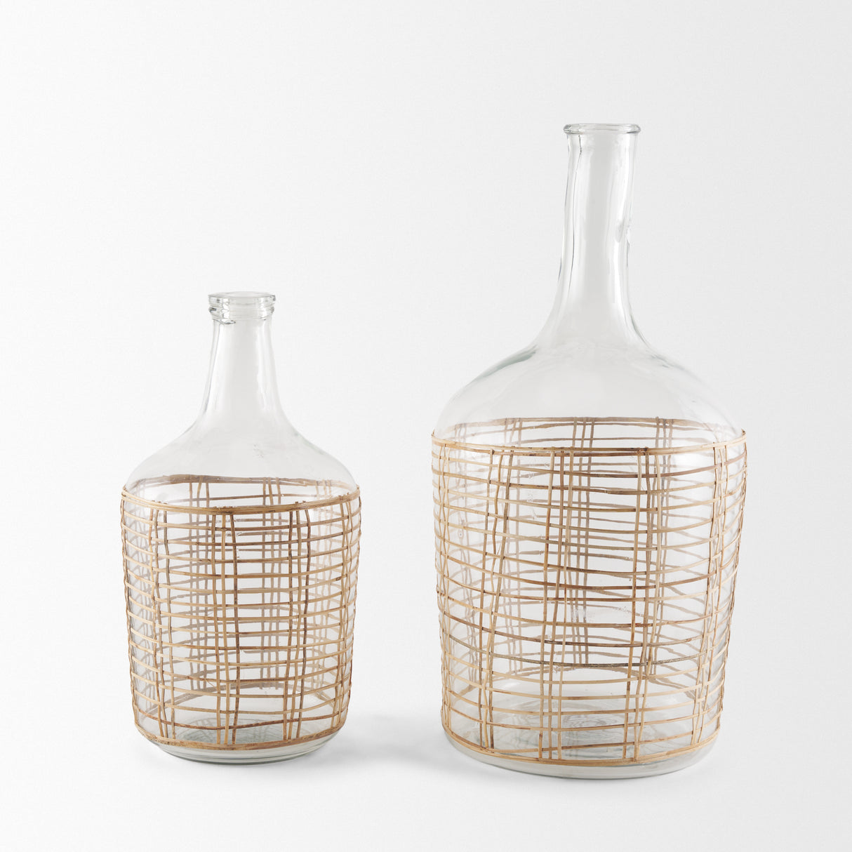 Troian Large Rattan Wrapped Glass Bottle from Mercana - Luna Furniture