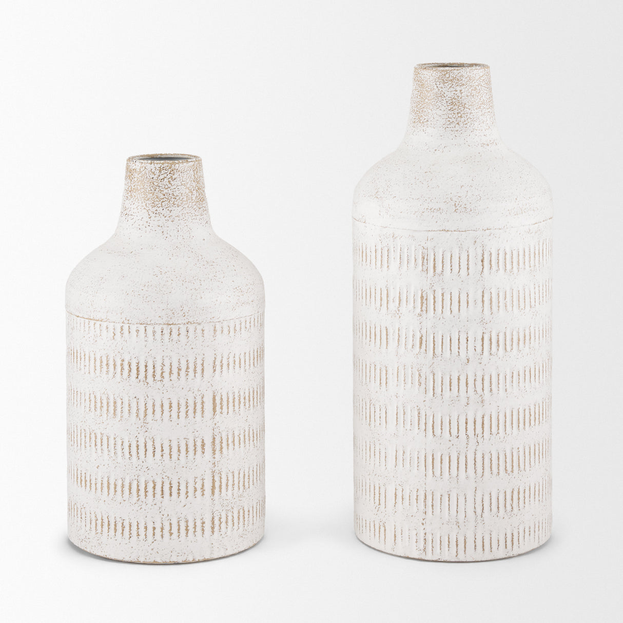 Tisha Large White W/ Terracotta Distressing Metal Vase from Mercana - Luna Furniture
