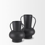 Tasya Large Matte Black w/ Handles Metal Vase from Mercana - Luna Furniture
