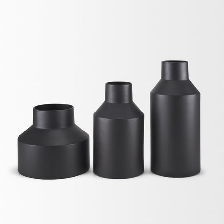 Tosca Medium Matte Black Metal Vase from Mercana - Luna Furniture