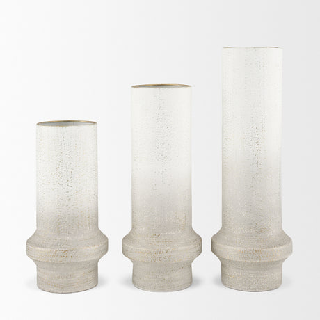 Tovah Small Textured White w/ Gold Metal Vase from Mercana - Luna Furniture