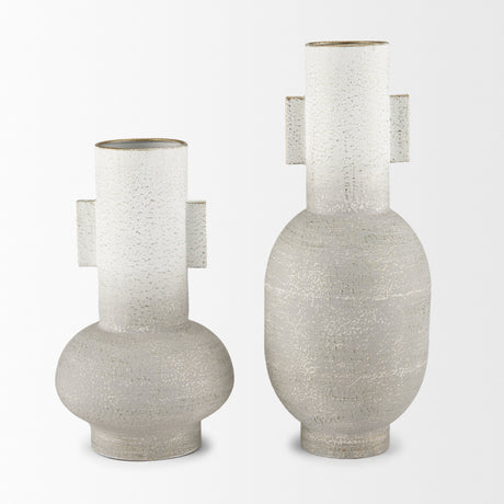 Torres Tall Textured Off White w/ Gold Metal Vase from Mercana - Luna Furniture