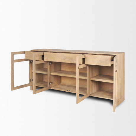 Suri Light Brown Wood w/ Glass Doors Sideboard from Mercana - Luna Furniture