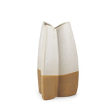 Vania Small Off White w/ Tan Textured Ceramic Vase from Mercana - Luna Furniture