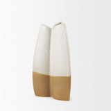 Vania Small Off White w/ Tan Textured Ceramic Vase from Mercana - Luna Furniture