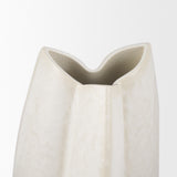 Vania Small Off White w/ Tan Textured Ceramic Vase from Mercana - Luna Furniture